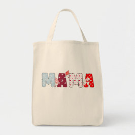 Mama Patchwork Canvas tas – Schattige hart letter 