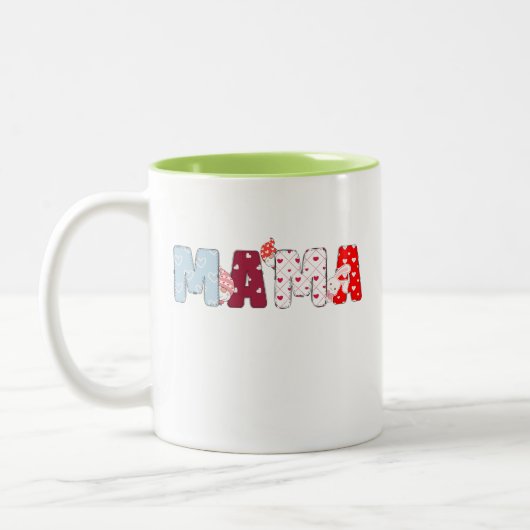 Mama Patchwork Mok – Schattige kleurrijk hart ontw (Links)