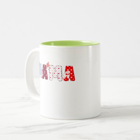 Mama Patchwork Mok – Schattige kleurrijk hart ontw (Voorkant links)