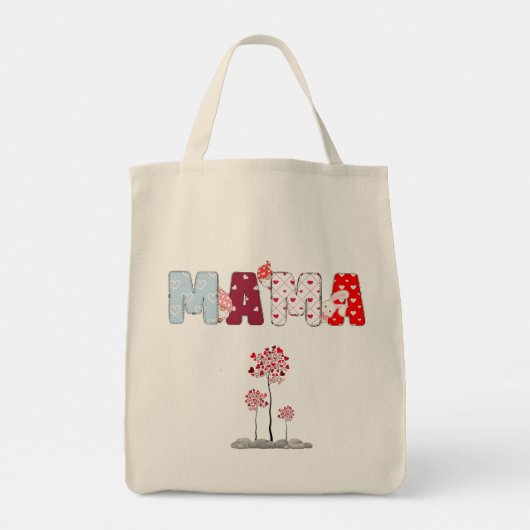 Mama Patchwork Tas – Hart & Bloemen Moederdag (Achterkant)