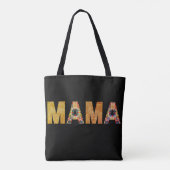 Mama Patchwork Typografie Ontwerp Tote Bag (Achterkant)