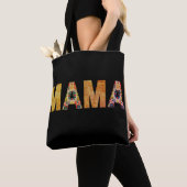 Mama Patchwork Typografie Ontwerp Tote Bag (Dichtbij)