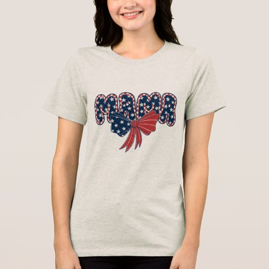 MAMA - Patriottische 4 juli sterren en boog PNG Tri-Blend Shirt (Voorkant)