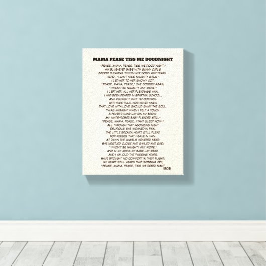 MAMA PEASE TIS ME DOODNIGHT CANVAS AFDRUK (Insitu (Houten vloer))