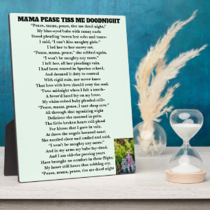 MAMA PEASE TISS ME DOODNIGHT gedicht Fotoplaat