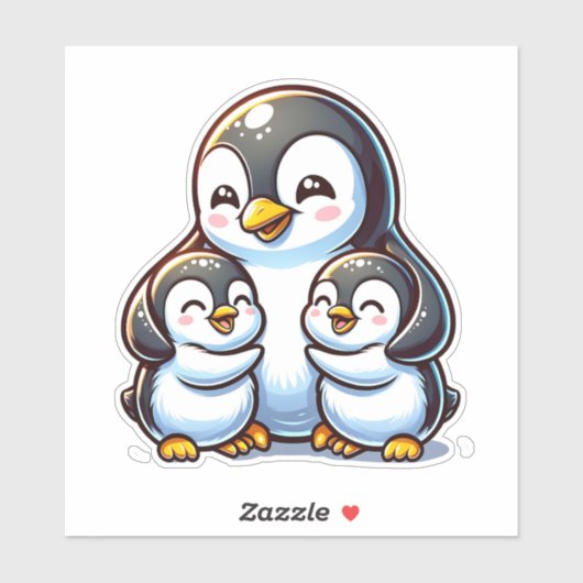 Mama Penguin en haar kinderen Sticker (Vel)