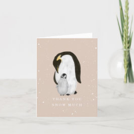 Mama Penguin Pink Winter Girl Baby shower Bedankt