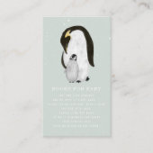Mama Penguin Winter Blue Baby shower Book Request Informatiekaartje (Voorkant)