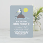 Mama-pinguïn vissen Baby Shower Kaart (Staand voorkant)