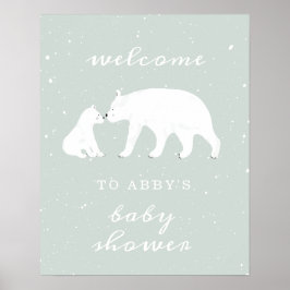 Mama Polar Beer Blue Snow Baby shower Welkom Poster