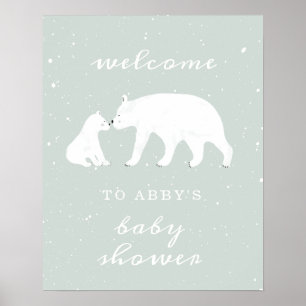 Mama Polar Beer Blue Snow Baby shower Welkom Poster
