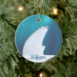 Mama Polar Beer en haar Cub Monogram Winter Keramisch Ornament<br><div class="desc">Stomme polaire beer illustratie winterornament .!</div>