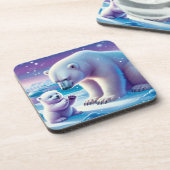 Mama Polar Beer met Cub | Bier Onderzetter (Linkerzijde)