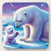 Mama Polar Beer met Cub | Bier Onderzetter (Voorkant)