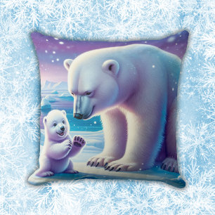 Mama Polar Beer met Cub   Kussen