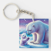 Mama Polar Beer met Cub | Sleutelhanger (Voorkant)