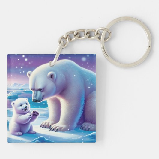 Mama Polar Beer met Cub | Sleutelhanger (Achterkant)