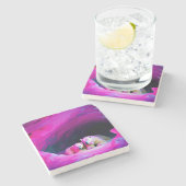 Mama Polar Beer met Cub | Stenen Onderzetter (Zijkant)