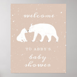 Mama Polar Beer Pink Snow Baby shower Welkom Poster