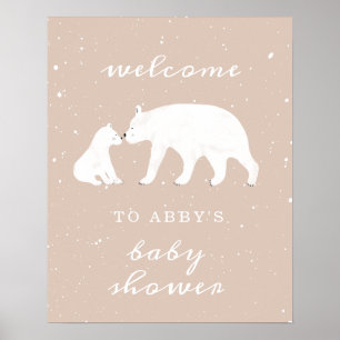Mama Polar Beer Pink Snow Baby shower Welkom Poster