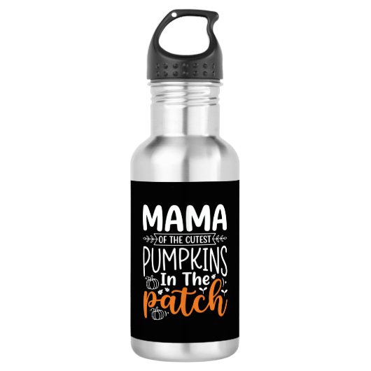 Mama Pompoenen Patch Halloween Ontwerp_1 Waterfles (Voorkant)