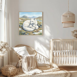 Mama Poolvos en Jongen Kraamkamer Poster