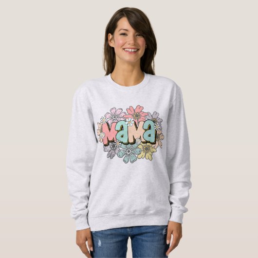 Mama Pullover Retro Mama Floral Sweatshirt (Voorkant volledig)