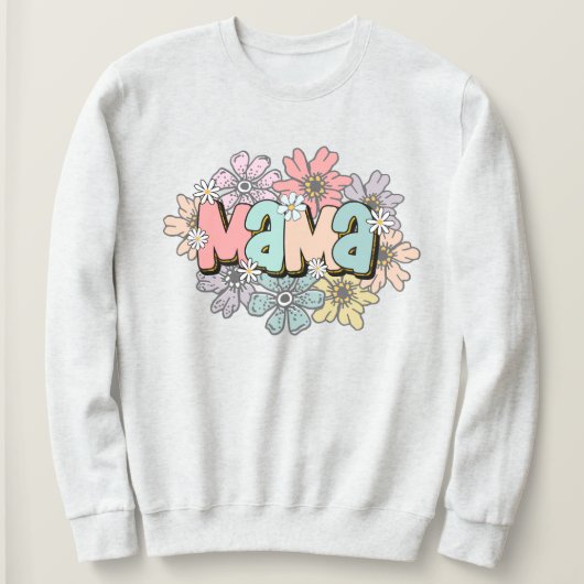 Mama Pullover Retro Mama Floral Sweatshirt (Design voorkant)