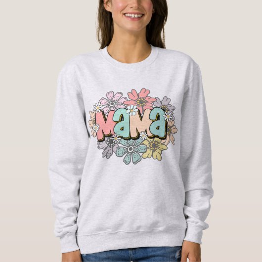 Mama Pullover Retro Mama Floral Sweatshirt (Voorkant)
