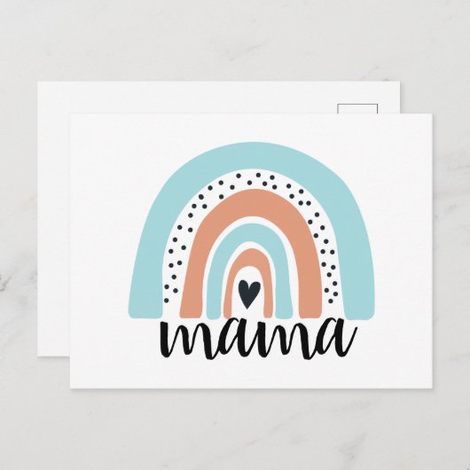 Mama Rainbow Blue Peach Briefkaart (Voorkant / Achterkant)