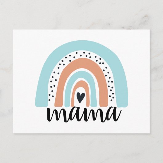 Mama Rainbow Blue Peach Briefkaart (Voorkant)