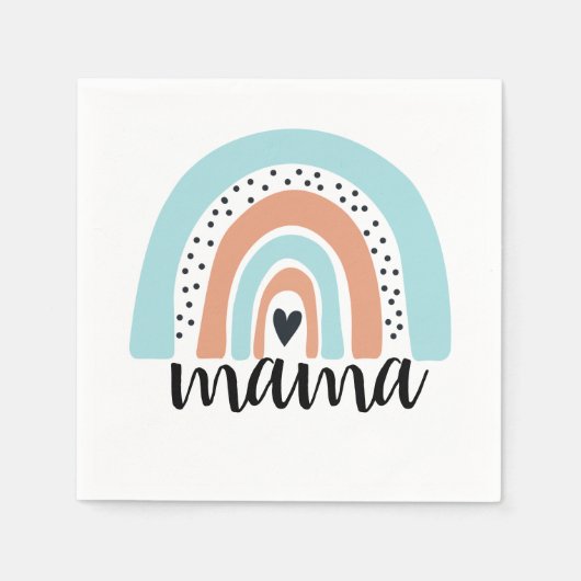 Mama Rainbow Blue Peach Servet (Voorkant)