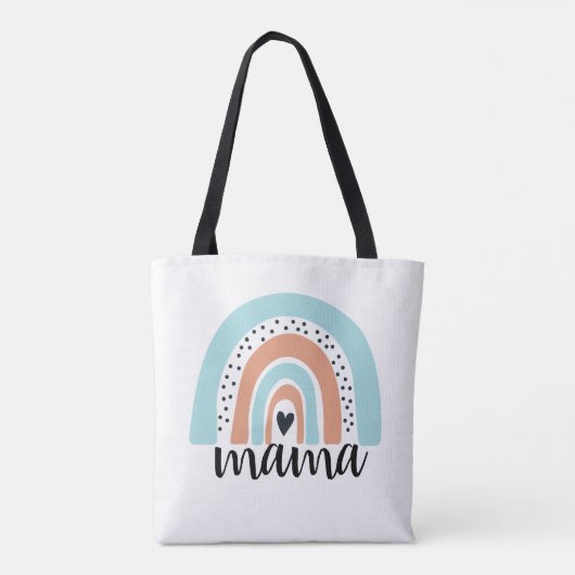 Mama Rainbow Blue Peach Tote Bag (Achterkant)