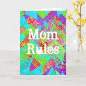 Mama Regels Levendige Blauwgroen Abstracte Moederd Kaart (Gele Bloem)