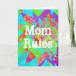 Mama Regels Levendige Blauwgroen Abstracte Moederd Kaart