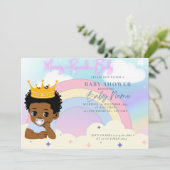 mama regenboog baby jongen kaart (Staand voorkant)