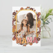Mama Retro Bloem Fotolijst Moederdag Feestdagenkaart (Staand voorkant)