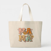 Mama Retro Floral Typografie Grote Tote Bag (Achterkant)