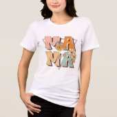 Mama Retro Floral Typografie Tri-Blend Shirt (Voorkant)