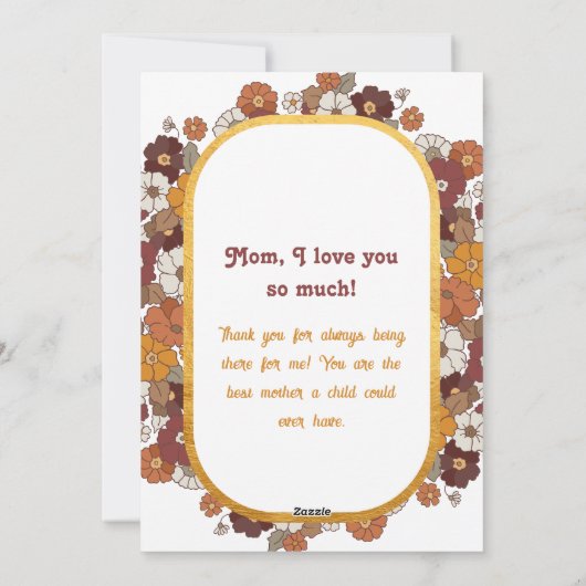 Mama Retro Flower Photo Lijst Moeder Day Feestdagenkaart (Achterkant)