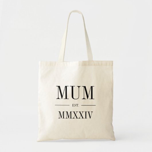 MAMA ROMEINS CIJFER JAAR VASTGESTELD TOTE BAG (Voorkant)