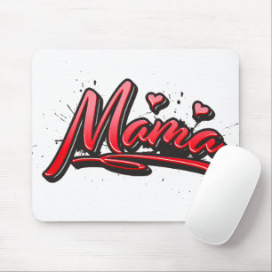 Mama rood Hart Graffiti Muismat