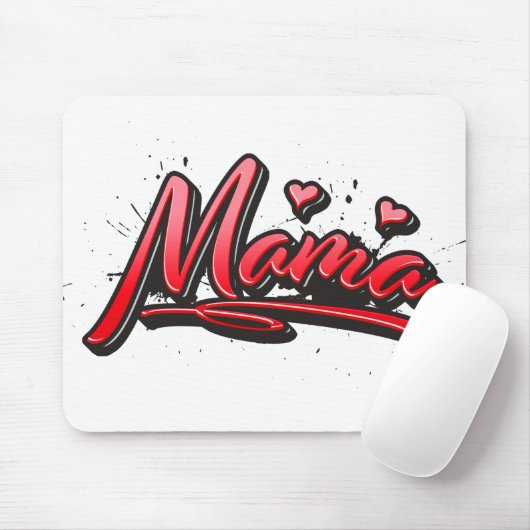 Mama rood Hart Graffiti Muismat (Met muis)