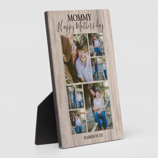 mama | Rustisch hout | Foto Collage Plaque Fotoplaat (Zijkant)