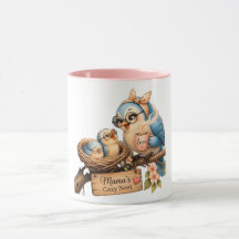 Mama’s Cozy Nest – Cute Bird Family Morning Mug