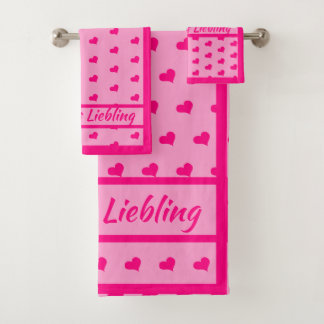 Mama`s Liebling rosa Herzen Mädchen Bad Handdoek