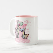 Mama Saurus Happy Moederdag Foto gepersonaliseerd Tweekleurige Koffiemok (Voorkant links)