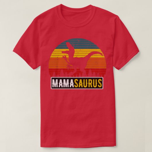 Mama Saurus Mam TRex Dinosaur Retro Moeder T-shirt (Design voorkant)