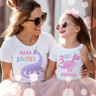 Mama Saurus Moeder van de Verjaardag Meisje Dinosa T-shirt