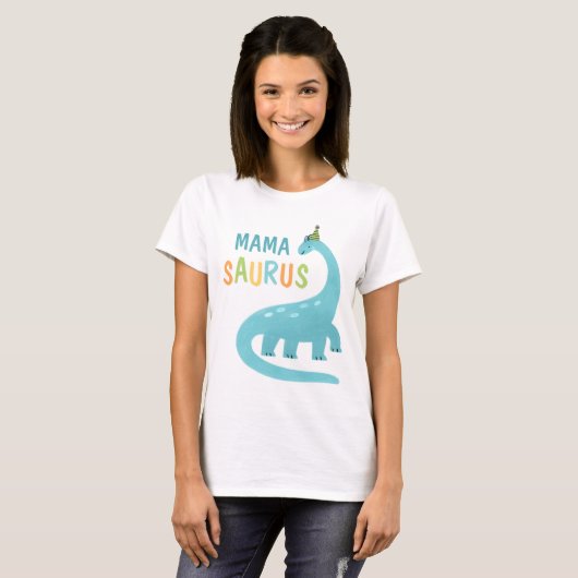 Mama Saurus Moeder van de Verjaardags Jongen Dinos T-shirt (Voorkant volledig)